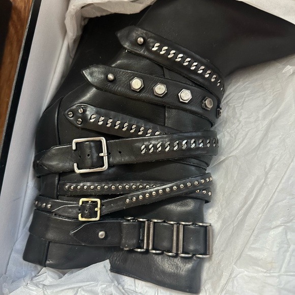 LAMB wedge biker boots **RARE - Picture 3 of 7